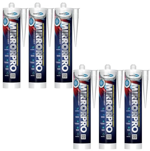 Bond It MIRROR PRO Hybrid Polymer Mirror Adhesive – 6x White, 285ml | High Strength Adhesive Solvent-Free – Non-Corrosive – Quick Cure | Interior Use Adhesive Silicone for Mirrors – Glass – Ceramics