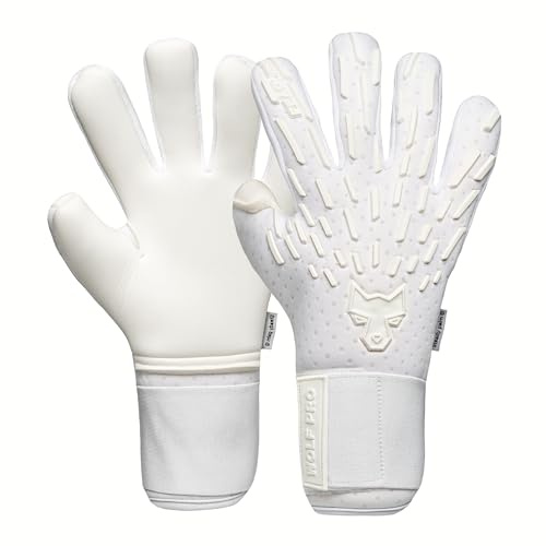 FEARLESS GOALKEEPERS Wolf Pro Snow - Guantes de Portero Adulto y niño - Guantes Portero fútbol con látex alemán - Agarre Antideslizante - Corte Negativo - Ajuste Tipo Segunda Piel