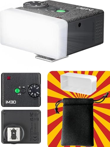 Godox iM30 Kit Flash con Diffusore, Mini Flash Manuale GN15 per Fotocamera | Mini flash manuale GN15 con diffusore incluso, luce più morbida e naturale per ritratti, viaggio e fotografia quotidiana