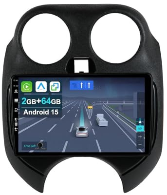 9 KEC [2+64G] Android 15 Radio Coche para Nissan March Micra 2010-2017-[Integrado Inalámbrico CarPlay | Android Auto | Mirror Link | GPS Navi | Bluetooth 5.0 | WiFi | 4G | SWC ] + CAM Incluido