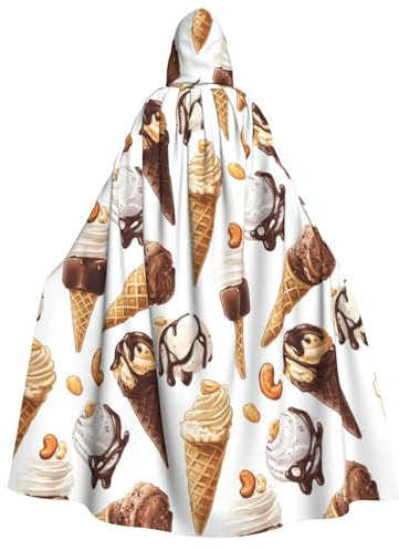 Wizard Cloak with Hood Men Women - Nut Ice Cream Print Witch Hooded Vampire Cape, Halloween Costumes