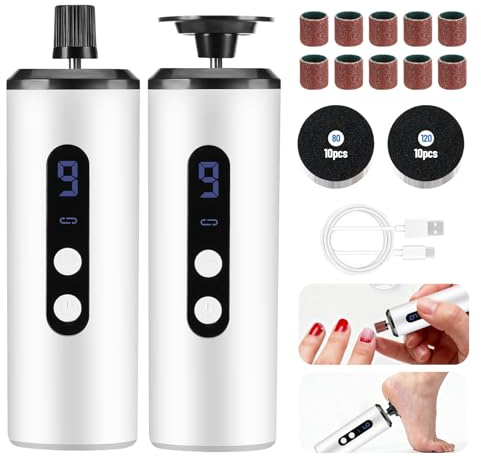 Mkitnvy Lima Electrica Pies Durezas, Pedicura Profesional Para Pies, 2 En 1 Cuidado De Pies y Uñas, Con Pantalla Led y 9 Velocidades Para Talones Agrietados, Callosidades, Piel Muerta (Blanco)