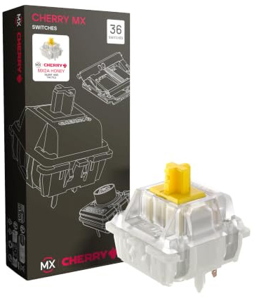 CHERRY MX2A RGB Honey Switch Kit, 36 Switches de Clavier Mécaniques, pour DIY, Hot Swap ou Clavier de Jeu, Commutation Tactile sans Clic, Sweet & Silent