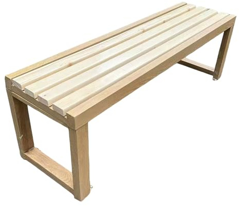 LIMENQIN Gartenbank, Rückenlehnenlose 2 Personen Parkbank, Wetterfeste Metall Balkonbank, Einfach zu Montieren, für Pool, Rasen, Veranda, Terrasse(Natural,120cm/47.2in)