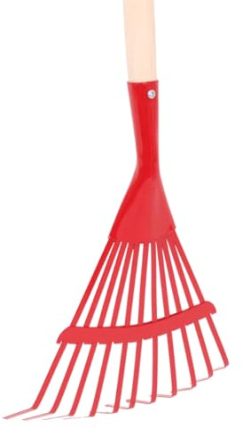 Galaflor - Fächerbesen mit 1m Stiel Gartenrechen & Laubbesen Laubharke Rot | Präziser Kleinfächerbesen aus Stahl - 21 cm Arbeitsbreite - Ideal für enge Beete - 11 Zinken - Ultraleicht mit nur 440 g