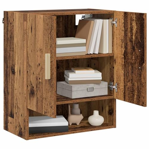 vidaXL Wandschrank Wandmontiert Altholz 60 x 31 x 70 cm Holzwerkstoff, Wohnzimmer, Rechteckig, Modern, Wandmontage, Verstellbare Regale, Zeitgemäße Deko, Platzsparende Lösungen, Fokussiert auf Design