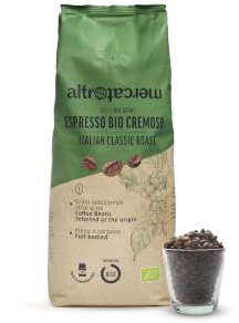 ALTROMERCATO – Caffè Espresso Bio Cremoso in grani – Caffè biologico arabica e robusta da America Latina e India – Tostatura media lenta – 1 kg