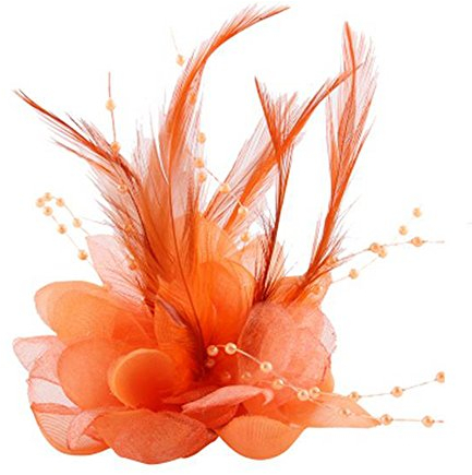Cheerlife Ansteckblume, Haarblume Haarschmuck Haarblüte mit Haarclip Feier Tanz Brosche Blumen Kopfschmuck Bekleidung Zubehör Orange