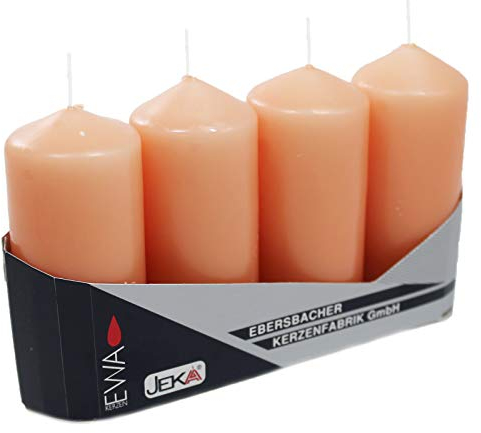 Ebersbacher Kerzenfabrik GmbH 3er Pack Stumpenkerzen apricot Größe (Ø x H): ca. 40 x 90 mm (3 x 4 Stück)