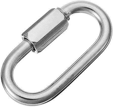 Constrabo® | 1x Oval Quick Link Carabiner Stainless Steel AISI 316 (V4A) 7mm Ø | Screw Carabiner with 750kg Lifting Capacity | Screw Link Carabiner, Keychain Buckle, Quick Link Chain, Chain Connector