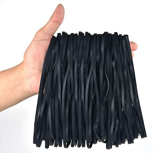 Coopay 180 Stück große Gummibänder, strapazierfähiges Mülltonnenband, starke Gummibänder für Bürobedarf, Mülltonnen, Ordner, Größe 20,3 cm schwarz