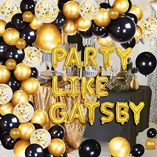 Gatsby Party Dekoration Great Gatsby Party Deko Party Like Gatsby Decoration Black Gold Balloons Garland Kit Schwarzer Goldballon Roaring 20s der Große Gatsby Vintage 1920s Party Deko