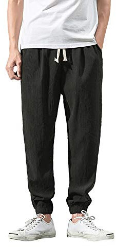 Leinenhose Herren Haremshose Baumwolle Leinen Hosen Jogginghose Männer Sommer Cargo Chino Hose Trainingshose Sporthose Sweatpants Arbeitshose Trekking Gym Jogger Laufen Sports Yoga Pants Fitnesshose