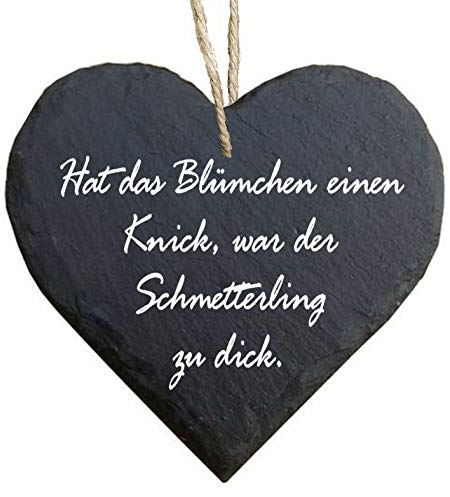 Homeyourself Herz Schieferherz Schiefer Schieferschild 10 x 10 cm Haussegen schwarz Dekoschild Wandschild Schild Stein Garten Gartenschild