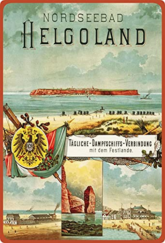 Blechschild 20x30cm gewölbt Urlaub Nordsee Bad Helgoland Deko Geschenk Schild
