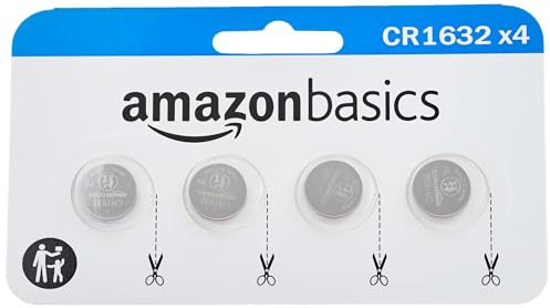 Amazon Basics 4-Pack 3 Volt CR1632 Lithium Coin Cell Battery, Long Lasting Power, Mercury-Free