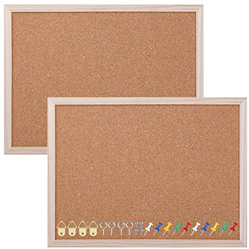 Aodaer 2 Stück Korktafel Pinnwand Pinnwand Pinnwand Quadratische Pinnwand Wandmontage Korktafel für Büro Zuhause und Schule, 39,5 x 30,5 cm, Natur