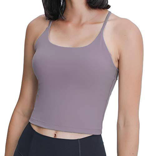 Lemedy Trägershirt für Damen mit integriertem BH, Workout-Yoga-Shirts - Grau - Klein