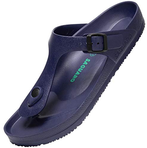 SAGUARO Été Flip Flops Confort Chaussons de Plage Antidérapant Homme Léger Pantoufles de Piscine Douche Sandales, Slipper Bleu 47 EU