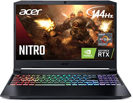 Acer Nitro 5 AN515-45-R92M Gaming, AMD Ryzen 7 5800H (8-Core) | GPU per laptop NVIDIA GeForce RTX 3060 | Display IPS FHD 144Hz da 15,6 pollici | 16 GB DDR4 | SSD NVMe da 512 GB | WiFi 6 | Tastiera