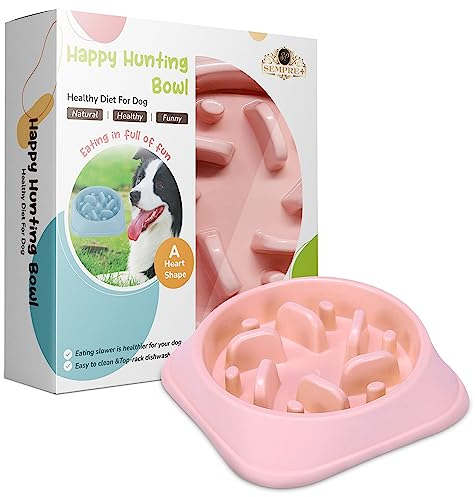 SP SEMPRE + Ciotola di Plastica per Cani Anti Ingozzamento - Porta Crocchette a Labirinto ad Alimentazione Lenta Anti Soffocamento per Cani Voraci (Rosa)