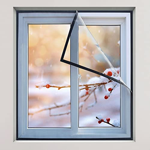 Kit de Aislamiento de Ventana,Lona Impermeable Transparente Protector De Cortina Sellado,Cubierta Transparente para el Aislamiento Térmico de Ventanas,Incluye Cinta Adhesiva Doble (160x220cm)