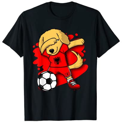 Dabbing Golden Retriever Albanien Fußball Fans Trikot T-Shirt