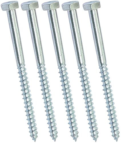 AERZETIX - C44572 - Juego de 5 - Tornillo para madera - Tirafondo - cabeza hexagonal - 6 lados - M7x100mm - acero galvanizado - DIN571 - metal - bricolaje