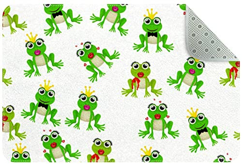 Teppich mit Frosch-Prinz oder Prinzessin, rutschfest, für Wohnzimmer, Schlafzimmer, Mädchen, Jungen, Kinderzimmer, Schlafsaal, Kinderzimmer, 90 x 61 cm