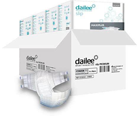 Dailee Slip Maxi Plus XXL - 112x Couches Adultes - 4 Paquets de 28 Pièces, Fuites Urinaire 8,5 Gouttes - Couche Slip Incontinence Lourde Homme, Femme et Personnes Âgées