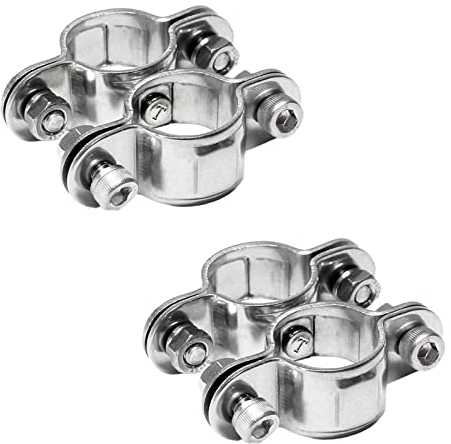 PRIOstahl - Abrazadera doble para tubo, 25 mm x 2 unidades, para fijación de tubos, abrazadera de tubo, abrazadera de tubo, de acero inoxidable V2A