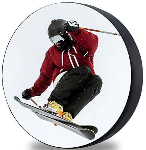 Cubre Rueda de Repuesto Cubre Llantas portaobjetos Impermeable Individual con Tope cordón para Ruedas Funda Protectora de ecopiel Ski [097]
