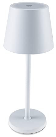 ChiliTec Tischleuchte Akku Dimmbar 30cm USB aufladbar Led Tischlampe Innen Aussen IP44 Licht Warmweiß Touch Schalter Weiß