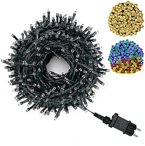 Hopelit Lichterkette Außen Innen, LED Lichterkette 30m 300LED Warmweiß mit Stecker, Timer, 8 Modi und Speicherfunktion, IP44 Wasserdicht Weihnachtsbeleuchtung Außen für Garten, Balkon, Party