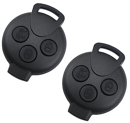 SPTwj 2 Pezzi Guscio per Chiave Auto 3 Tasti Telecomando Compatibile con Smart ForTwo 451 ForFour Roadstar 3 Pulsanti Ricambio Custodia Chiave Cover