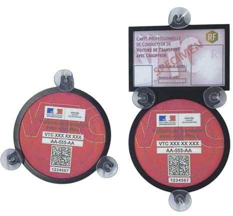 Nola Design Support VTC/Porte Carte VTC, Macaron Avant/arrière Noir Version 3