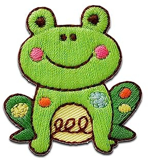 Mono-Quick Frosch kindlich Aufnäher zum Aufbügeln 4 x 3,7 cm Bügelbild für Kinder Mädchen mit Wassertier Meer, Bügelpatch Patches Bügelflicken