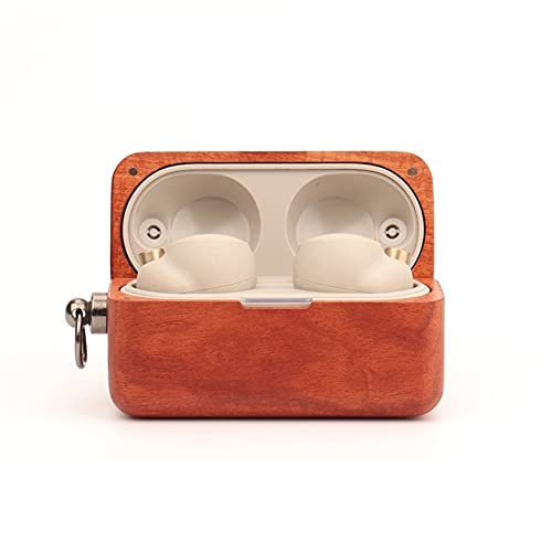 DucKey Handgefertigte Holzhülle Für Sony WF-1000XM5, Tragbare Magnetische Schutzhülle Für Kopfhörer (Color : Rosewood)