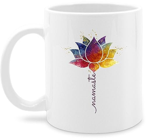 Tasse Tassen 325ml - Namaste Lotusblüte Yoga Mandala Spirit Wellness Meditation - 325 ml - Weiß - esoterik yoga-tasse joga lotusblume mug spirituelle yoga+tasse geschenke teetasse spirituell