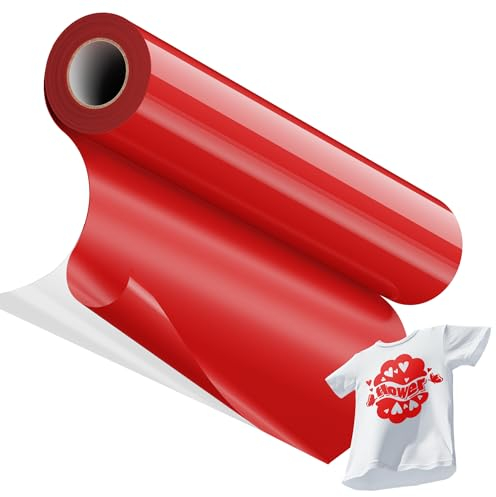 JAVIGA Plotterfolie Textil-30,5cm x 6m Rot Flexfolie Plotterfolie Vinyl für PlotterMaschine, Bügelfolie für Textilien, DIY T-Shirts & Stoffe, Plotter Zubehör Textilfolie Plotter Eine Rolle