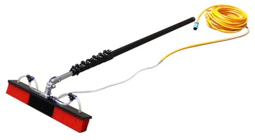 Waschbürste mit Teleskopstiel Set, Pv Reinigungsbürste Teleskop Set Rotierend mit Schlauchanschluss, Teleskopstange Wasserführend Pv zur Reinigung Von Photovoltaik und Solarmodulen.