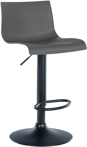 CLP Barhocker Branford I Modern, Höhenverstellbar Mit Lehne I Metallgestell, Bequemer Sitz I Küchenstuhl Oder Esszimmerstuhl | Farbe grau Material Kunststoff