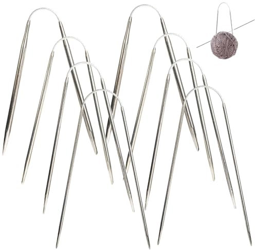Rundstricknadeln aus Edelstahl, 21 cm Länge für Decken und große Projekte, lange Garnnadeln zum Weben, flexible gerade Stricknadel, geeignet für Weber und Profis, 12 Stück