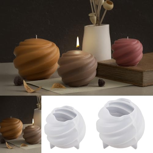Confezione da 2 stampi a spirale per candele a forma di onda, stampo a sfera, in resina, stampi in silicone per candele, decorazioni per la casa, per realizzare candele, stampi 3D a forma di animale