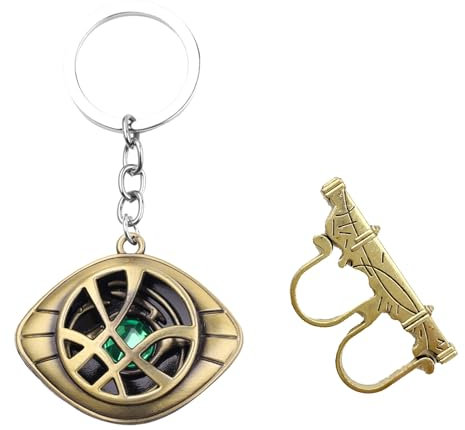 Ubephant Doctor Strange Eye of Agamotto Schlüsselanhänger, Doctor Strange Ring, Doctor Strange Keychain 2 pcs Keychain Ring für Fans Freizeitkleidung Oder Alltagskleidung