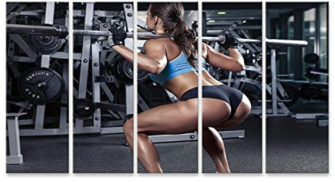 islandburner Prime Bild auf Leinwand Schöne Sexy Junge Frau Im Fitnessstudio Sportlich Beim Squat Workout Bilder Wandbilder Poster