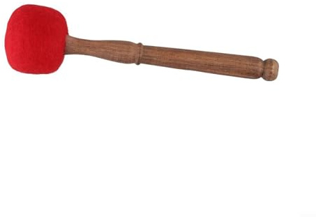 HEBEOT Bol chantant pour méditation tibétaine, bouddhisme tibétain, maillet en bois (rouge, 24 x 5 cm)