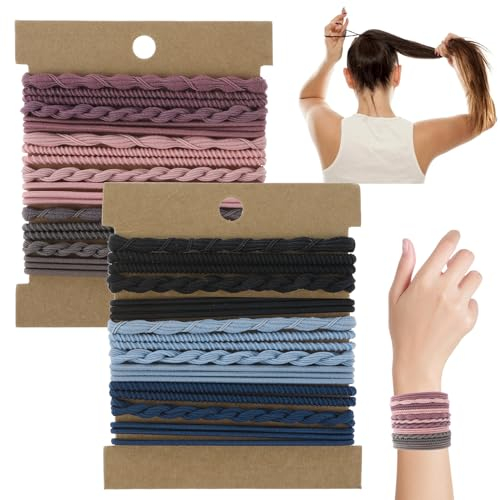 24 Stück Boho Haargummi, Haargummi Damen Haargummi Armband Haargummis Mädchen Haargummi Spirale Hair Tie Geflochtene Haarbänder Armbänder Elastische Boho Haargummi Für Dickes Und Dünnes Haar Mädchen