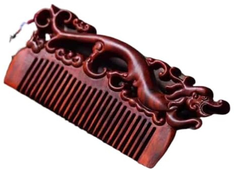 Pettine a denti larghi in legno, pettine, pettine a denti larghi for ricci, pettine for massaggio del cuoio capelluto in legno di sandalo viola da 14 cm Pettine in legno di sandalo intagliato cavo cin