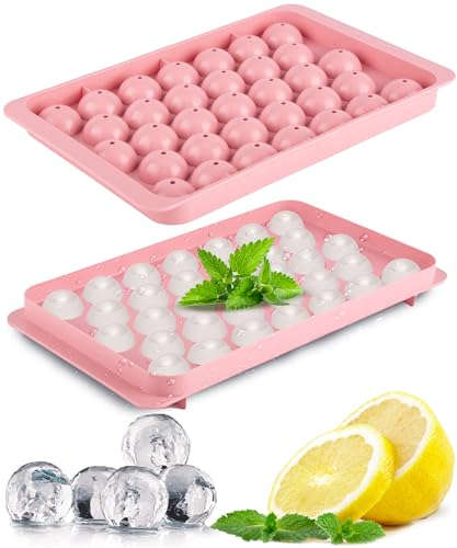 Eiswürfelform Rund - Eiswürfelform für Gefrierschrank mit Behälter, Mini-Kreis-Eiswürfelform, 2.5 cm x 33 Stück, Kugelform, Eiskühlung, Tee und Kaffee,ice cube tray